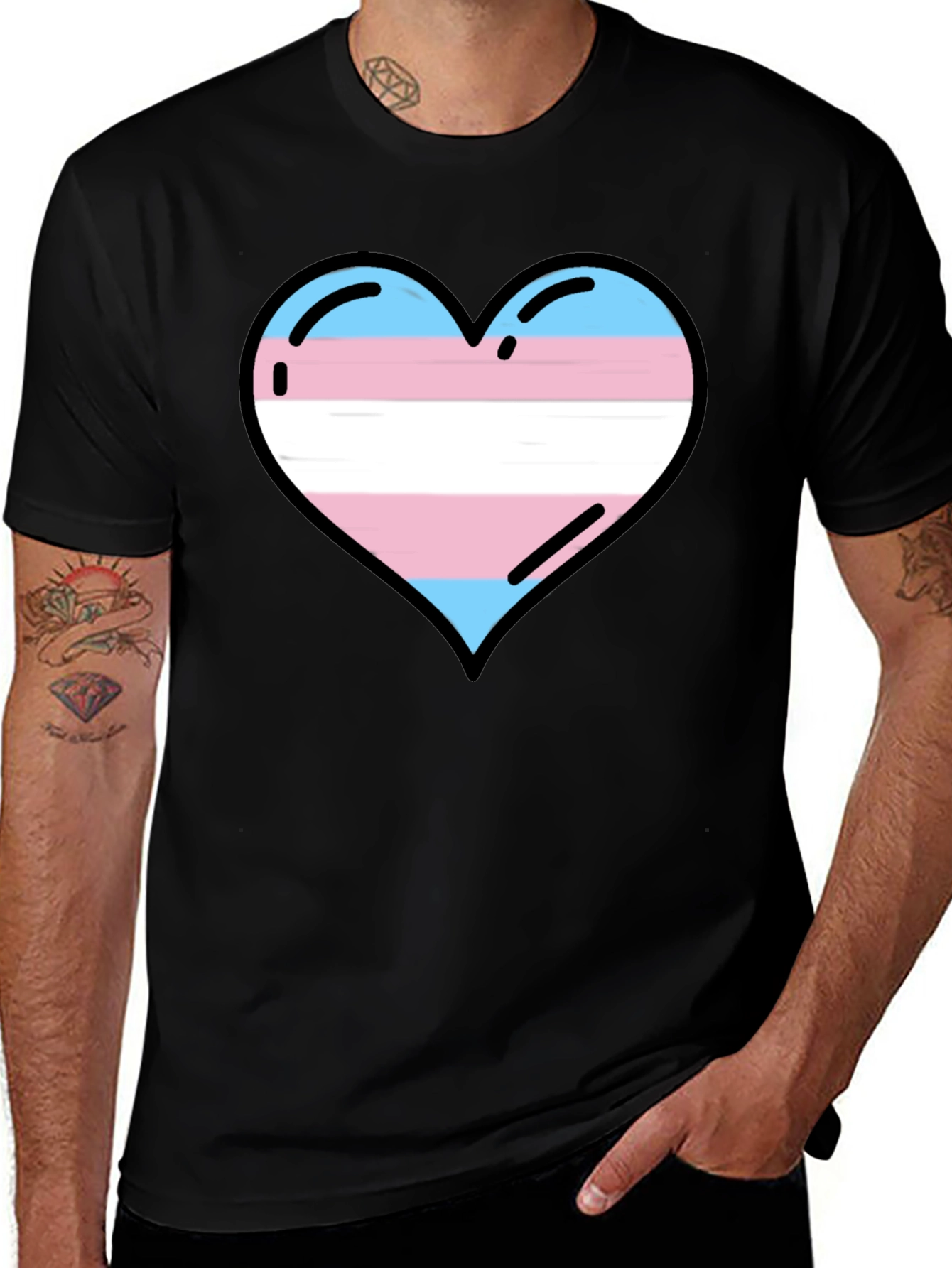 Transgender Pride Heart T-Shirt - Black