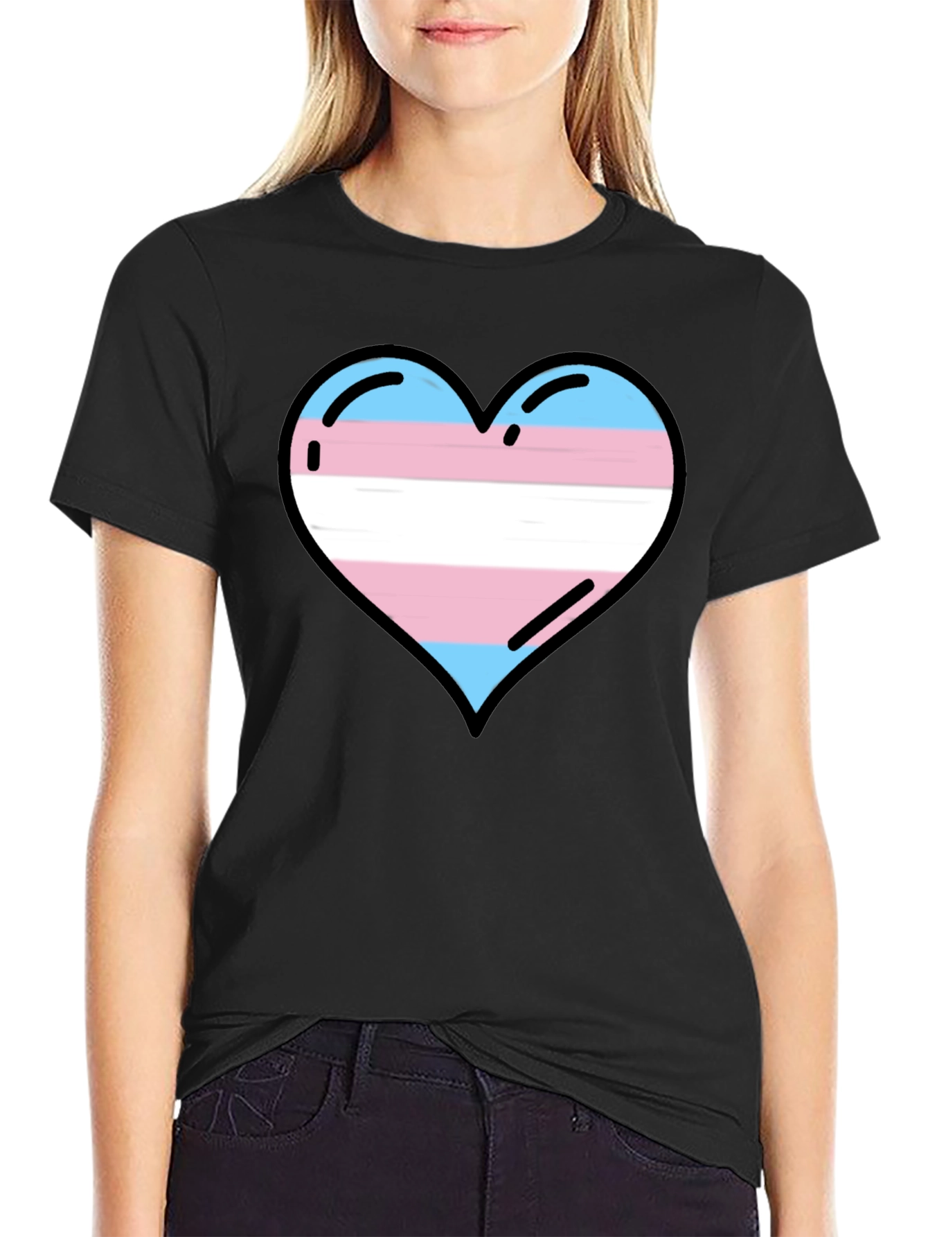 Transgender Pride Heart T-Shirt - Black