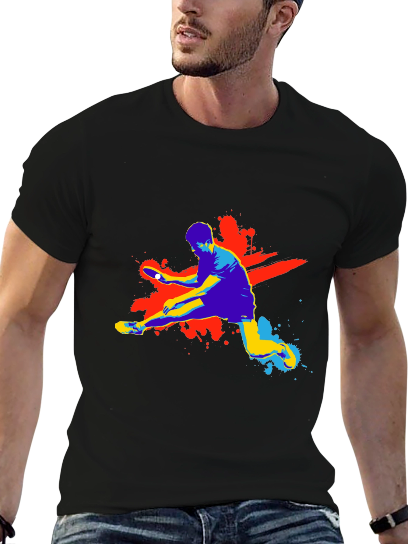 Ping Pong Graphic T-Shirt - Black Cotton Tee