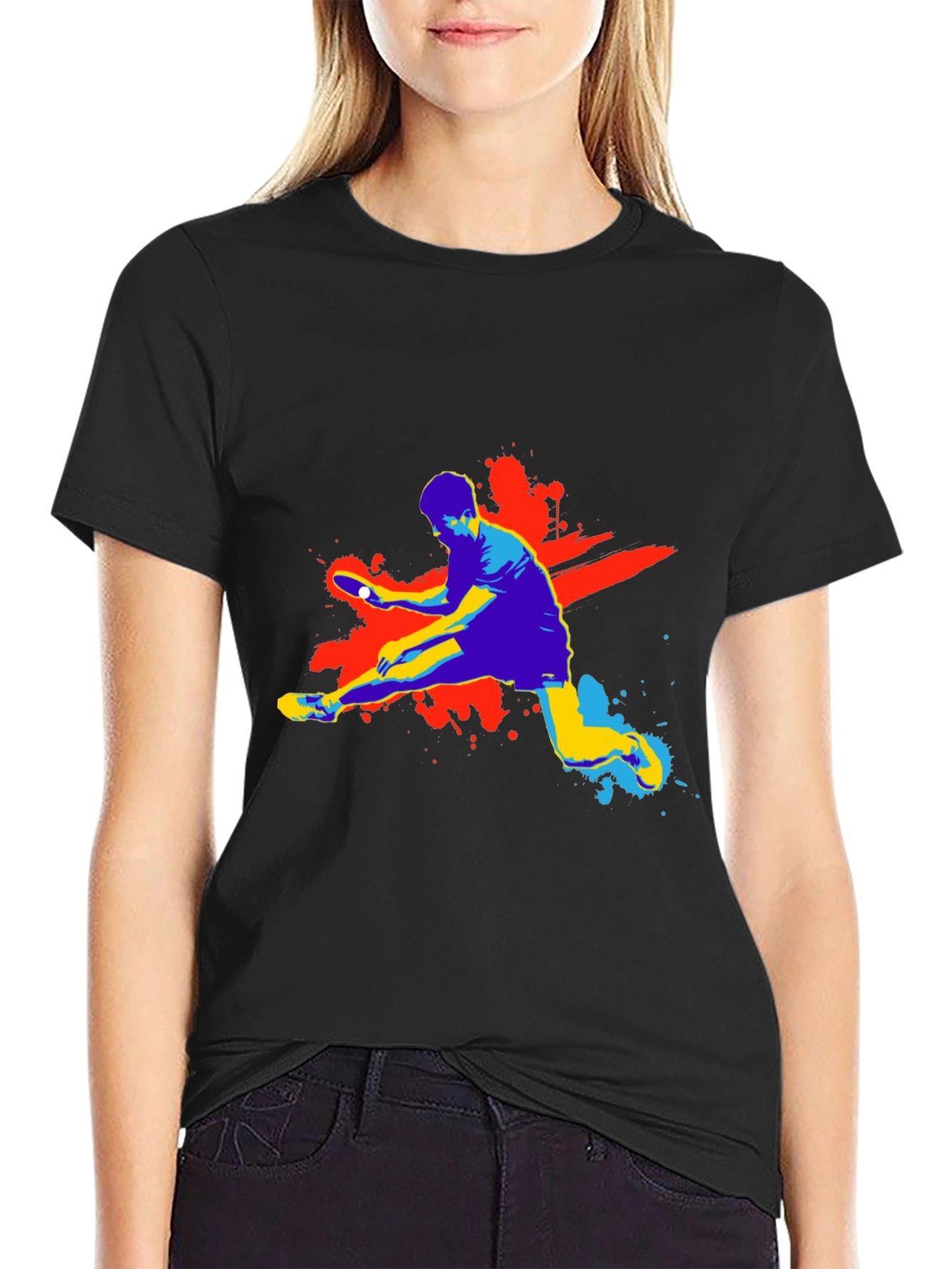 Ping Pong Graphic T-Shirt - Black Cotton Tee