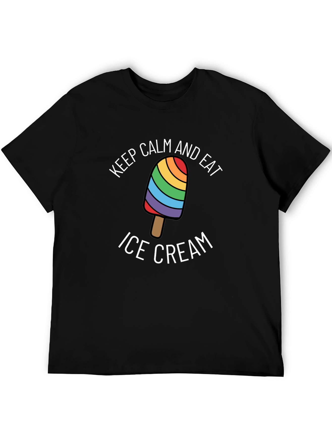 Keep Calm & Eat Ice Cream Rainbow Pride T-Shirt