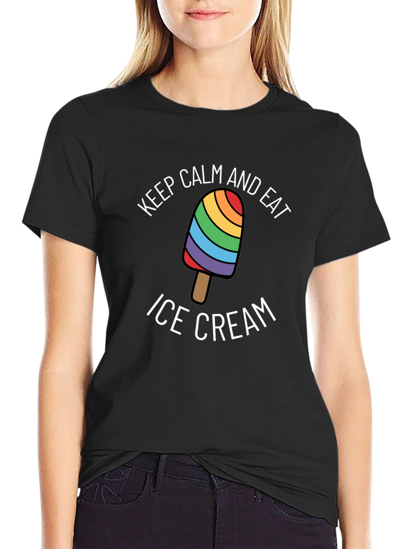 Keep Calm & Eat Ice Cream Rainbow Pride T-Shirt