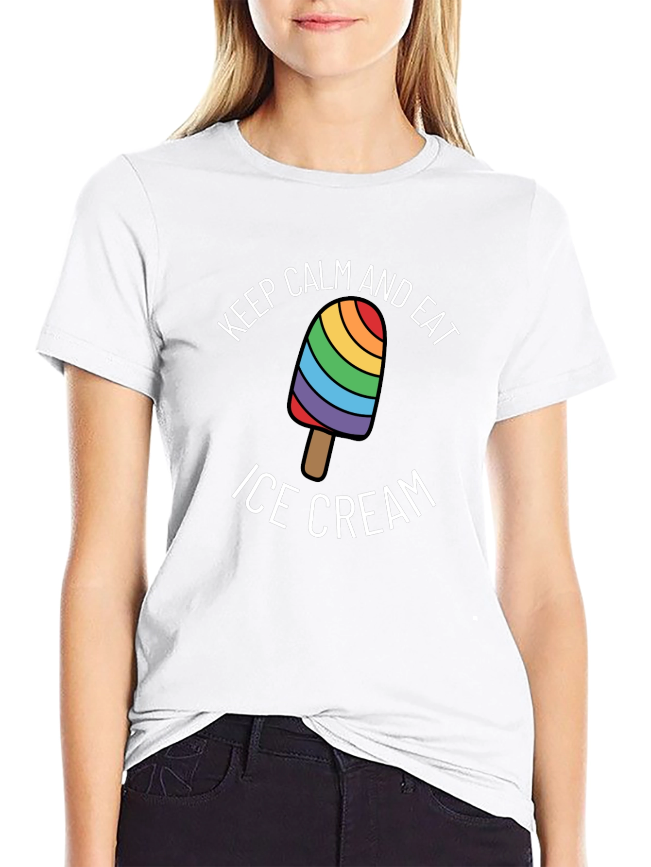 Keep Calm & Eat Ice Cream Rainbow Pride T-Shirt