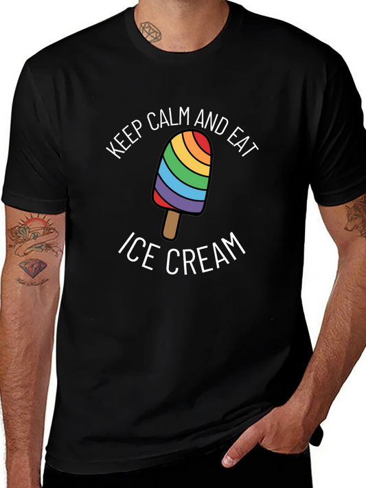 Keep Calm & Eat Ice Cream Rainbow Pride T-Shirt