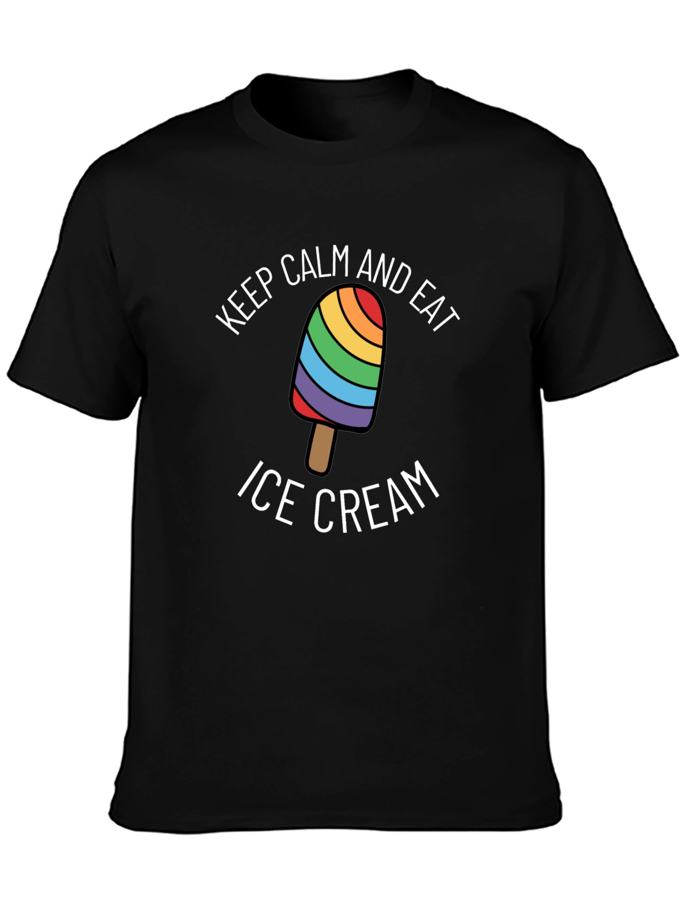 Keep Calm & Eat Ice Cream Rainbow Pride T-Shirt