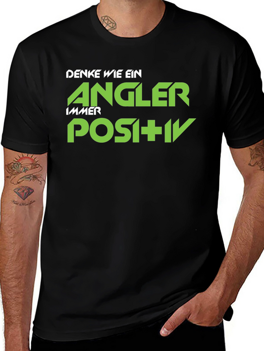 Angler Positiv T-Shirt - Black Cotton Tee with Green Print