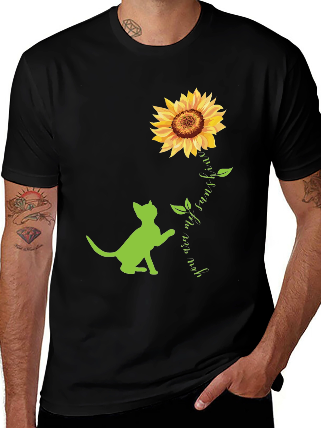 Cat and Sunflower Graphic Tee