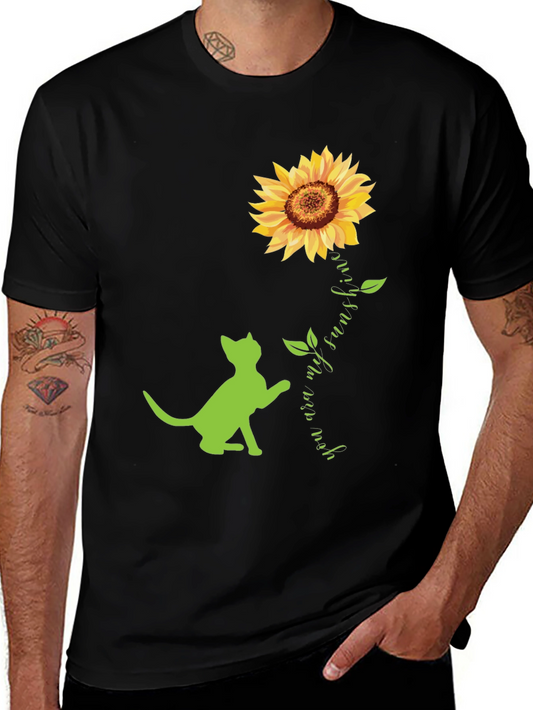 Cat and Sunflower Graphic Tee
