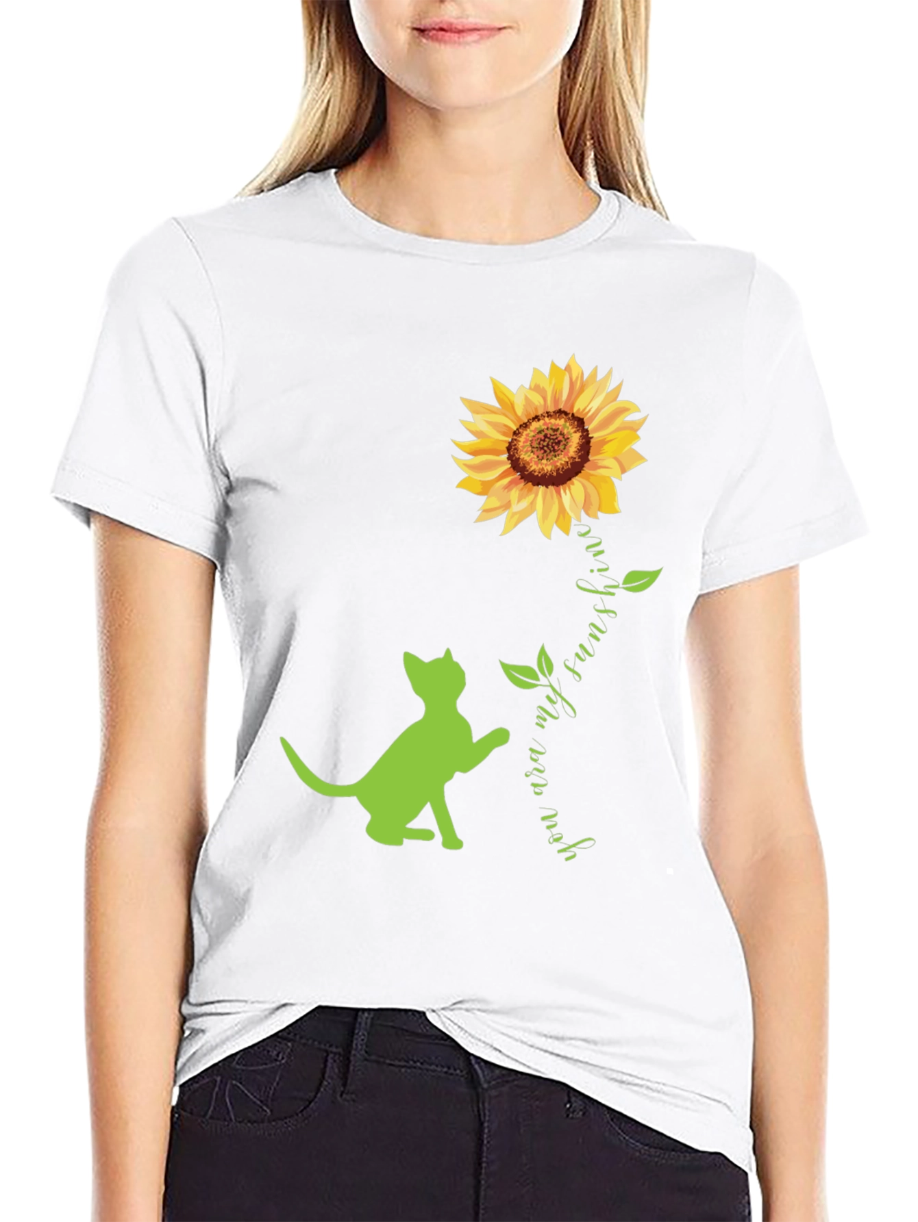 Cat and Sunflower Graphic Tee