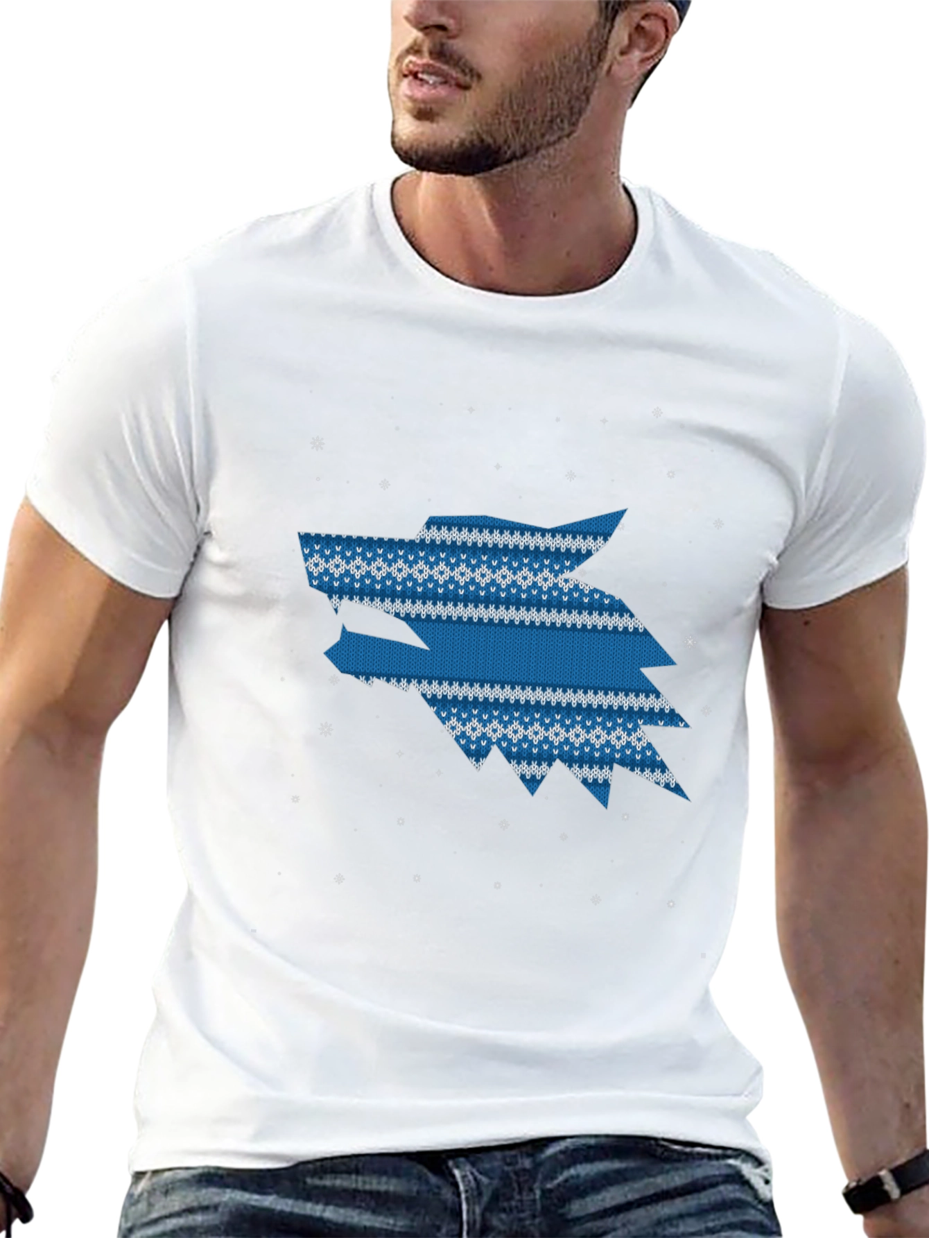 Wolf Knit Pattern T-Shirt - Winter Style Tee