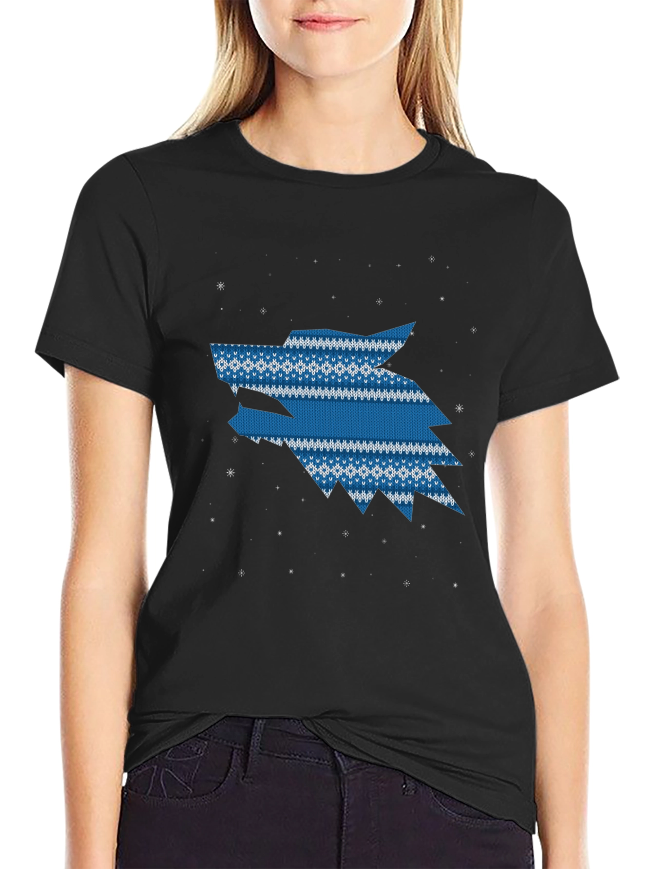 Wolf Knit Pattern T-Shirt - Winter Style Tee