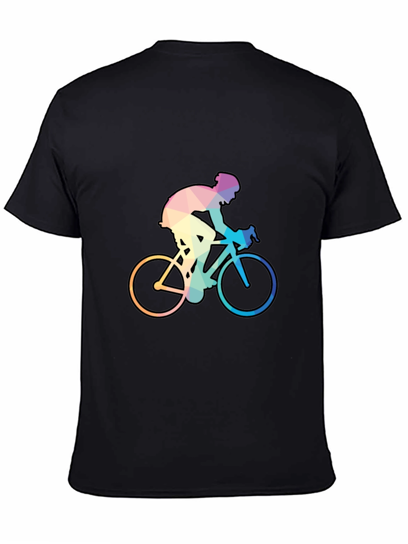 Geometric Cyclist Graphic Tee - Black
