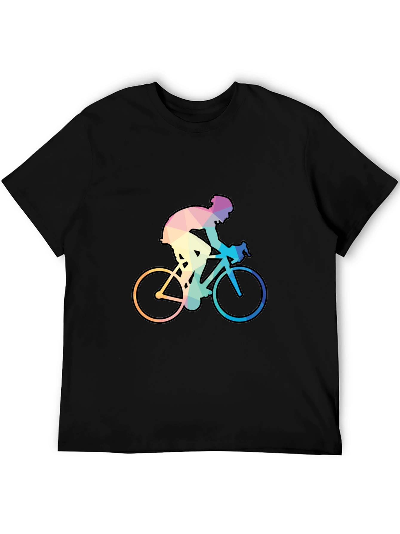 Geometric Cyclist Graphic Tee - Black