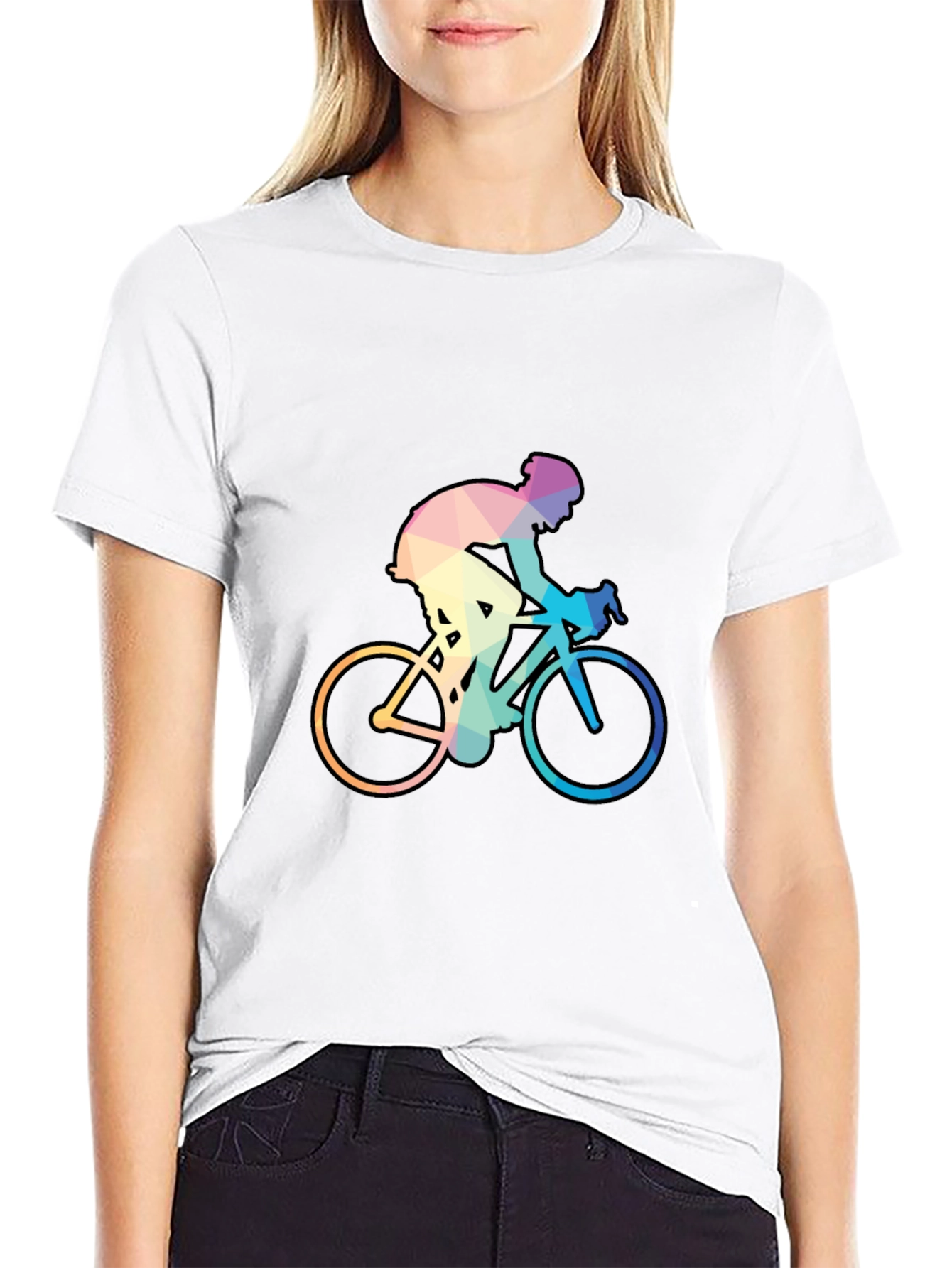 Geometric Cyclist Graphic Tee - Black