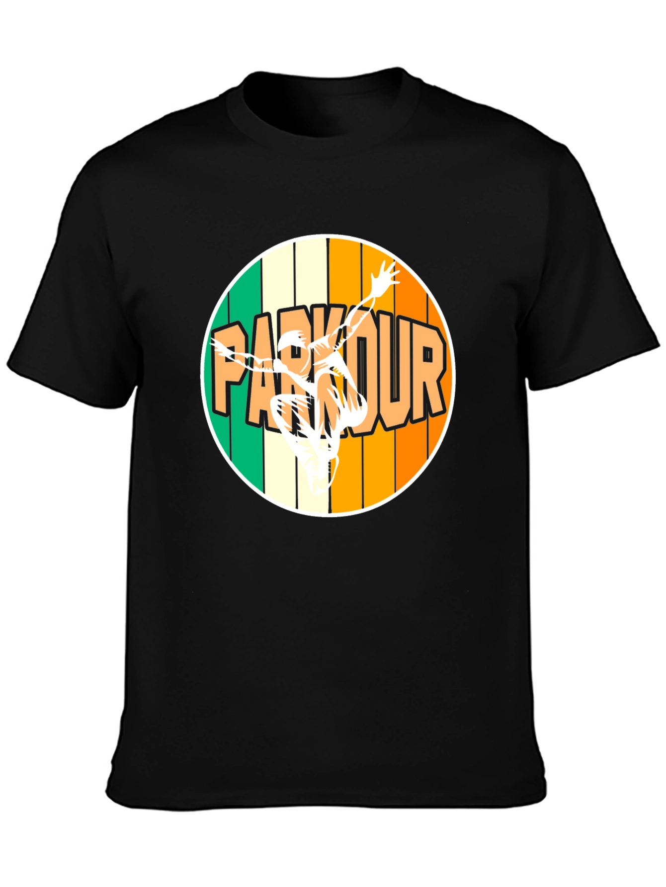 Parkour Circle Graphic T-Shirt - Black Cotton Tee