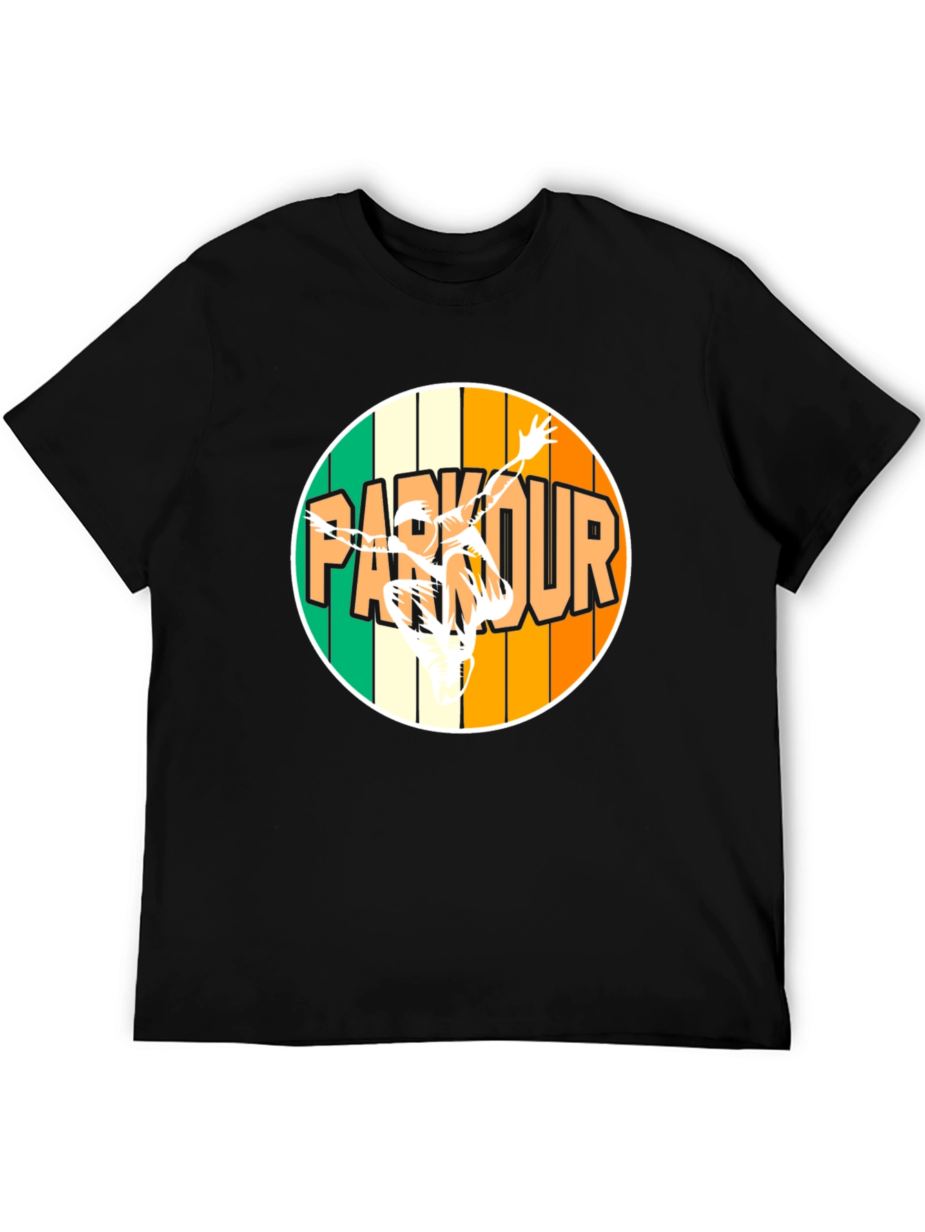 Parkour Circle Graphic T-Shirt - Black Cotton Tee