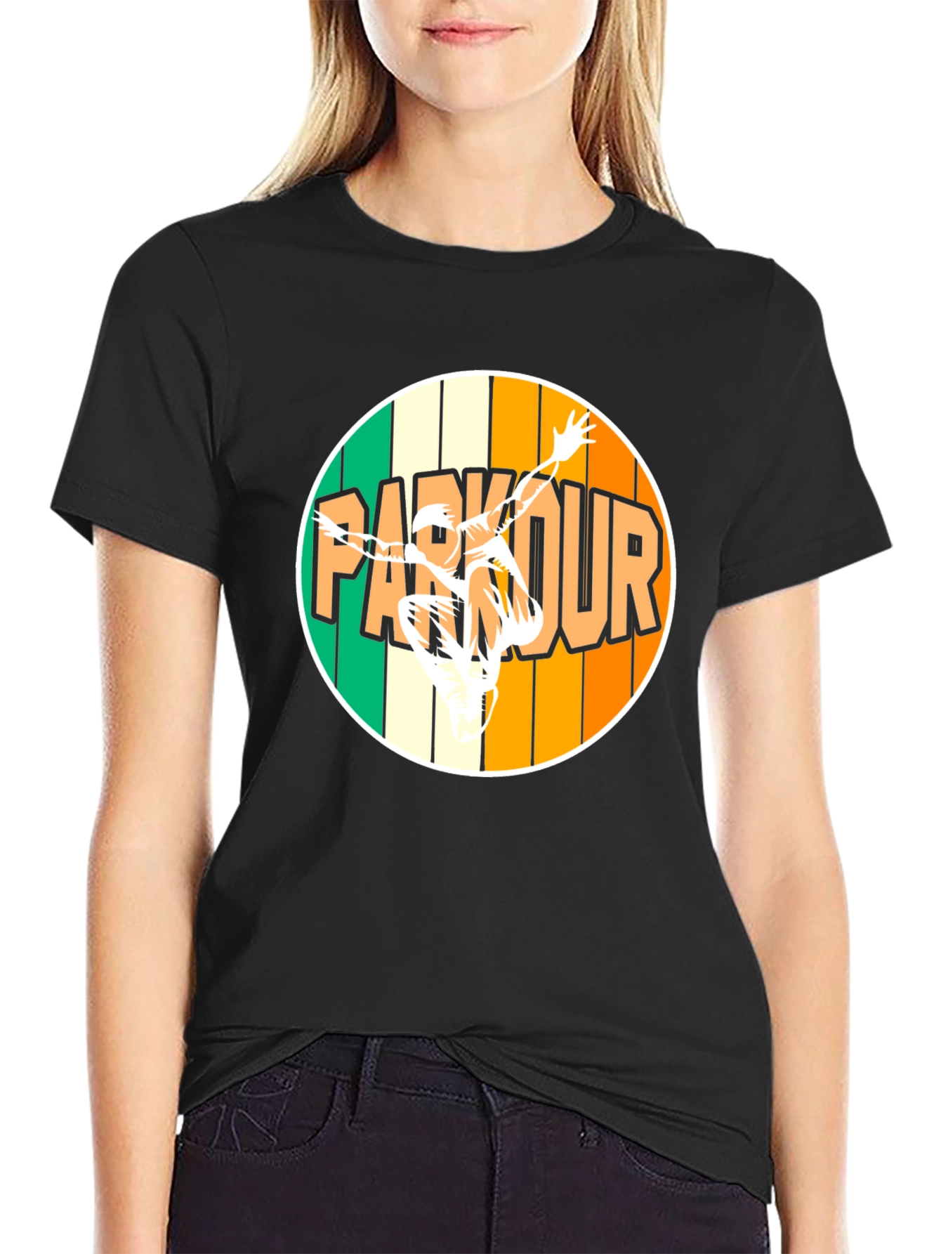 Parkour Circle Graphic T-Shirt - Black Cotton Tee