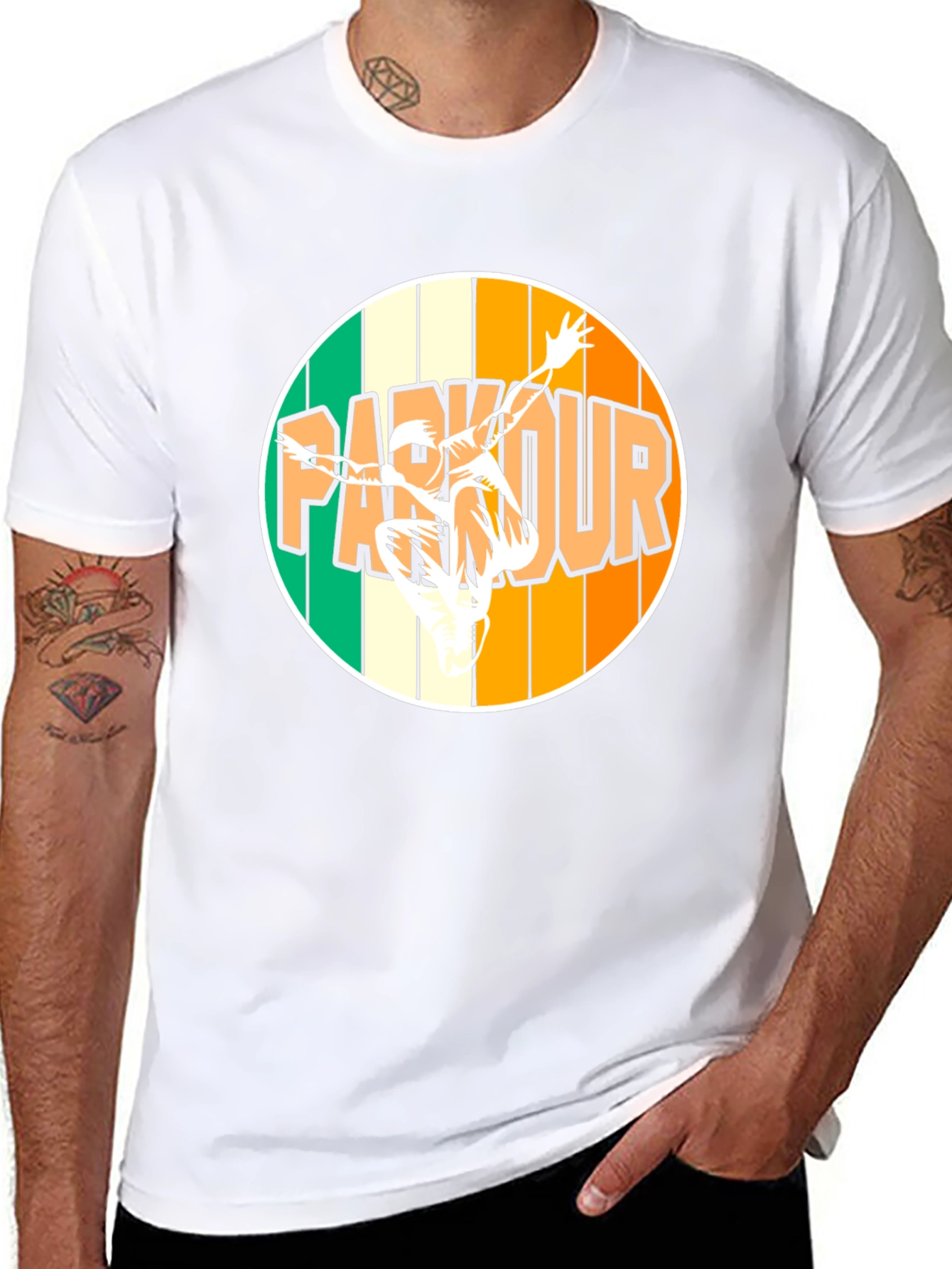 Parkour Circle Graphic T-Shirt - Black Cotton Tee
