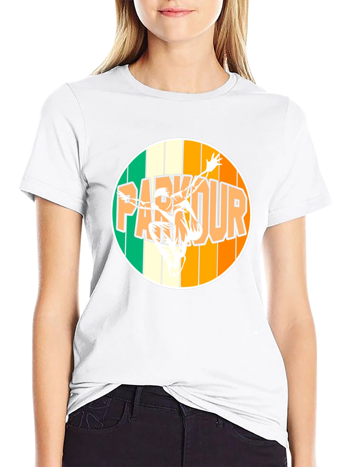Parkour Circle Graphic T-Shirt - Black Cotton Tee