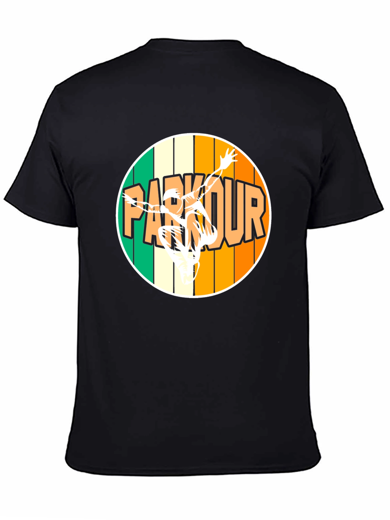 Parkour Circle Graphic T-Shirt - Black Cotton Tee