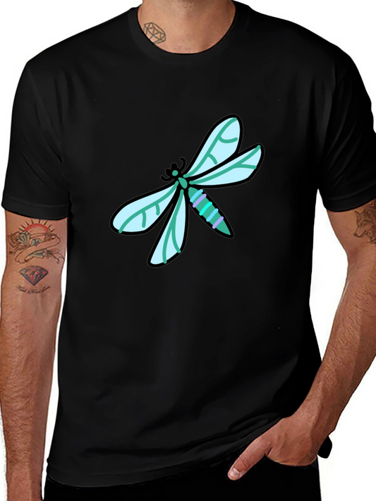 Dragonfly Graphic Tee - Black Cotton T-Shirt