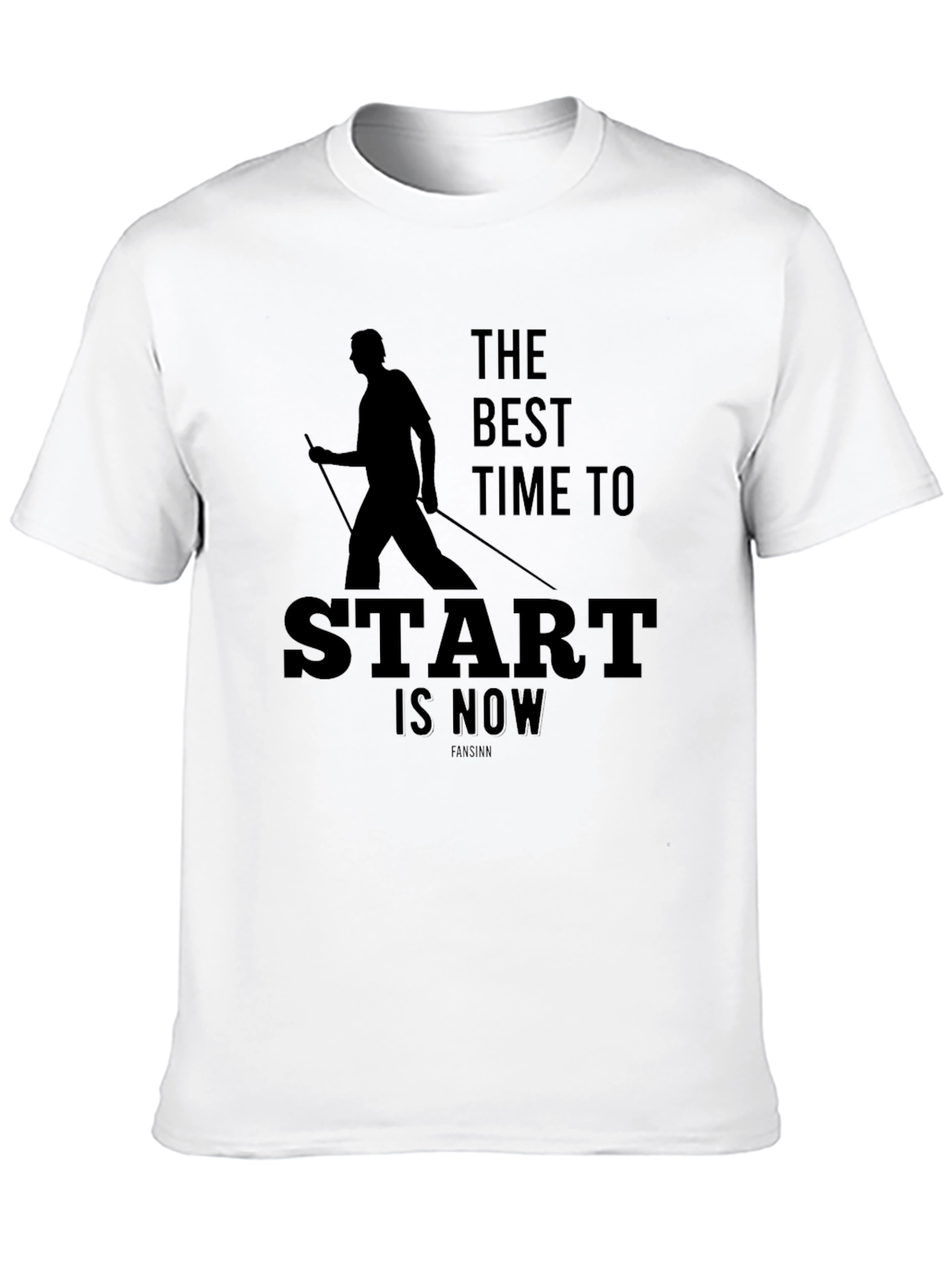 Motivational Black T-Shirt: Start Now Nordic Walker