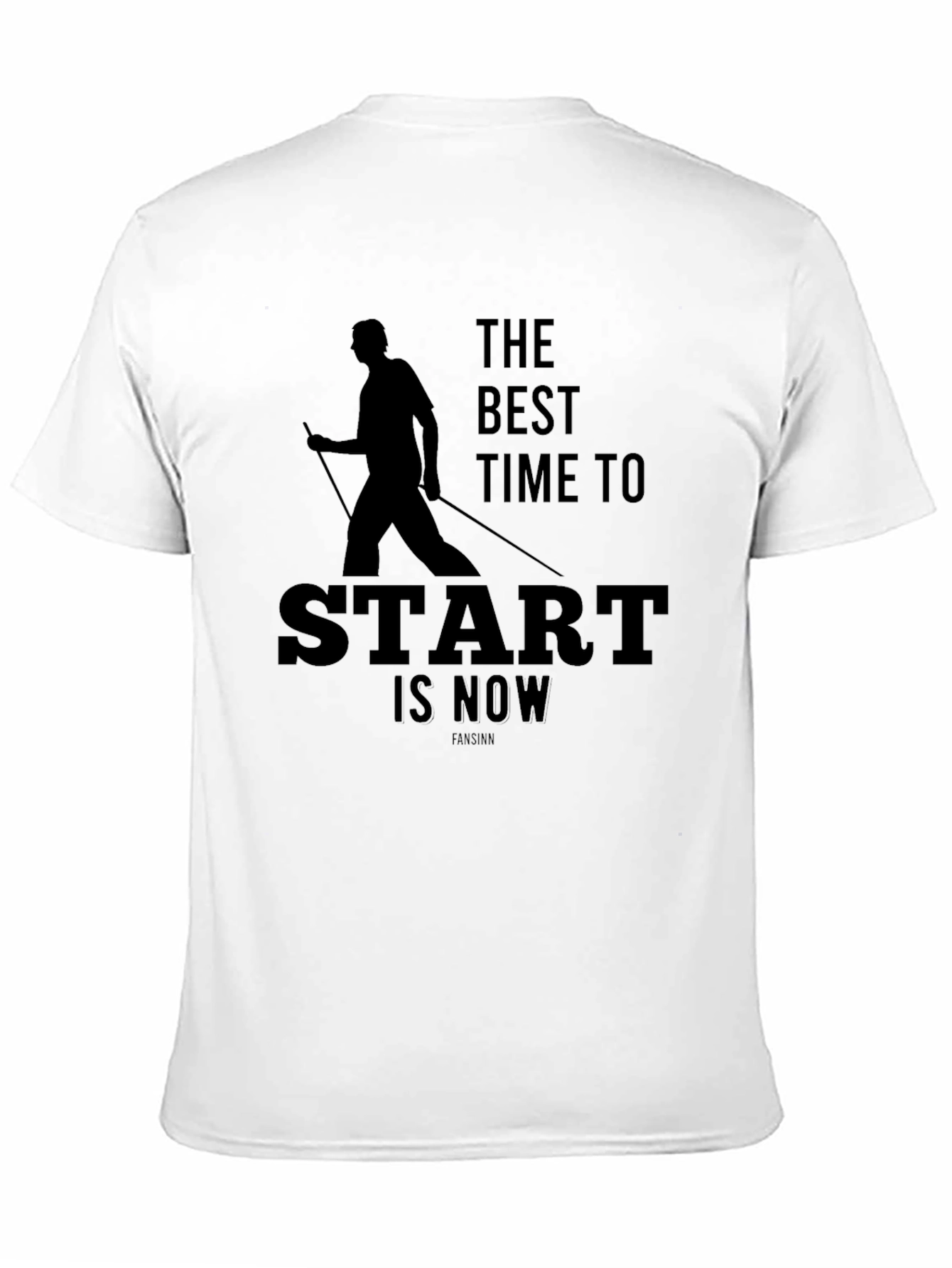 Motivational Black T-Shirt: Start Now Nordic Walker
