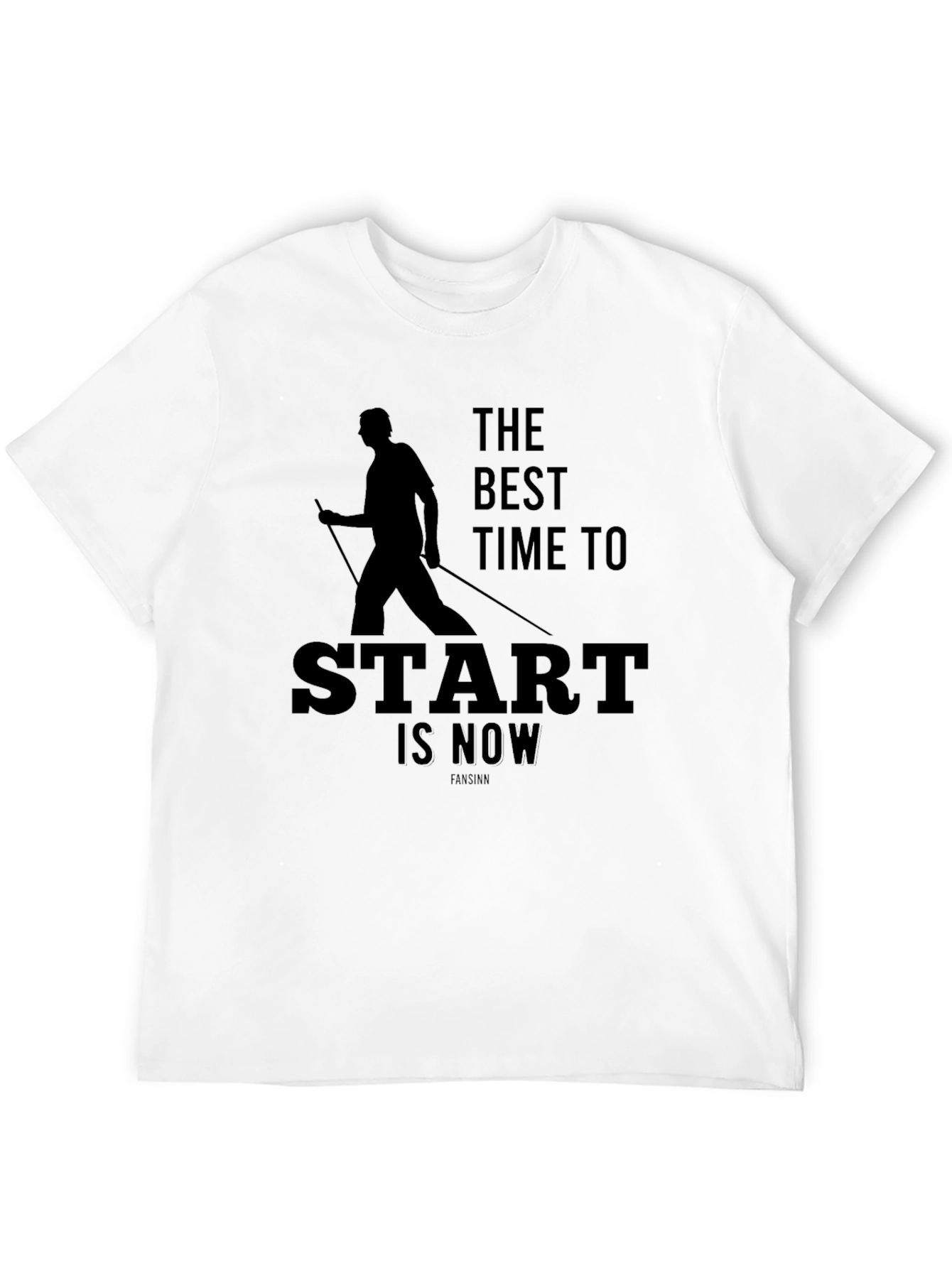 Motivational Black T-Shirt: Start Now Nordic Walker