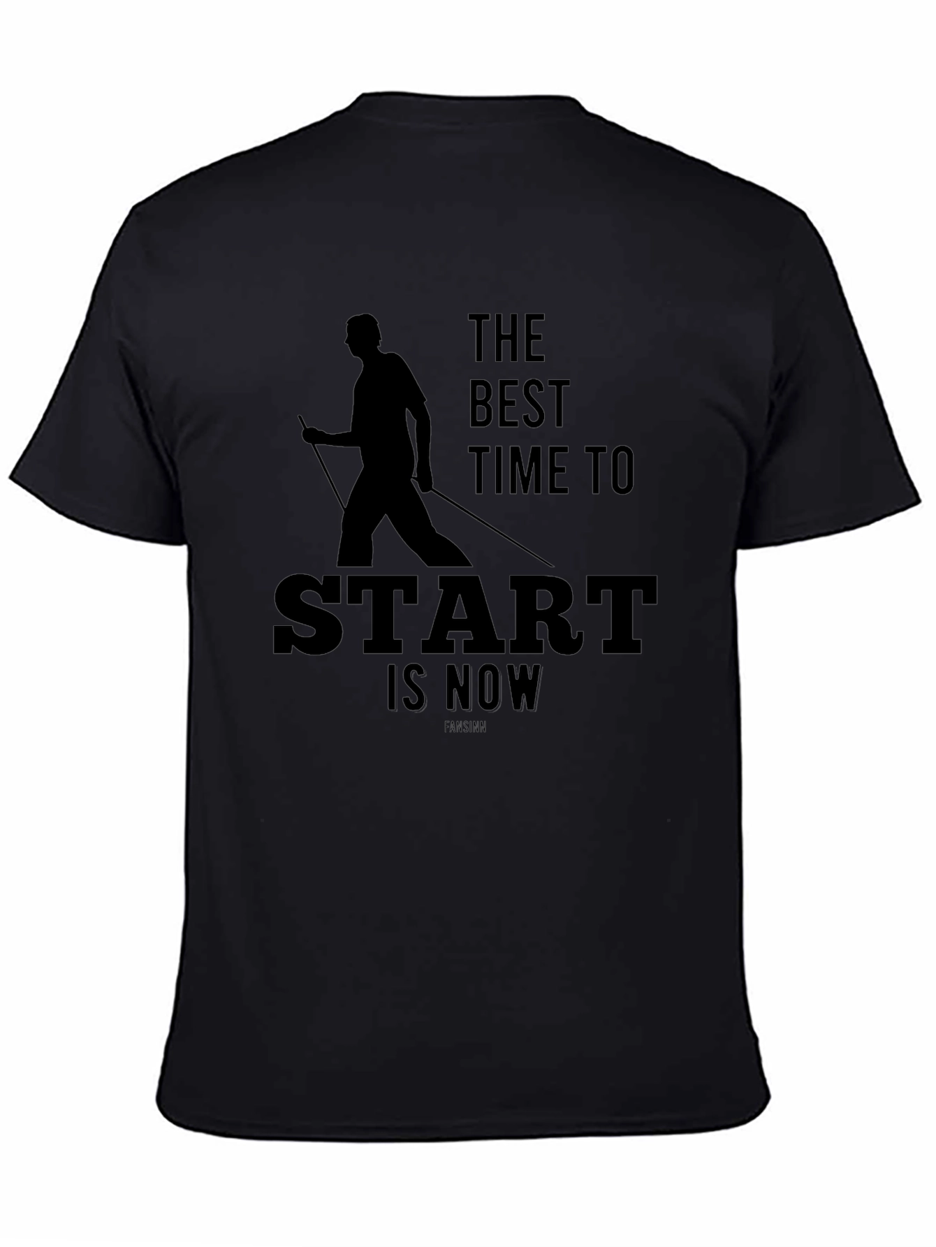 Motivational Black T-Shirt: Start Now Nordic Walker