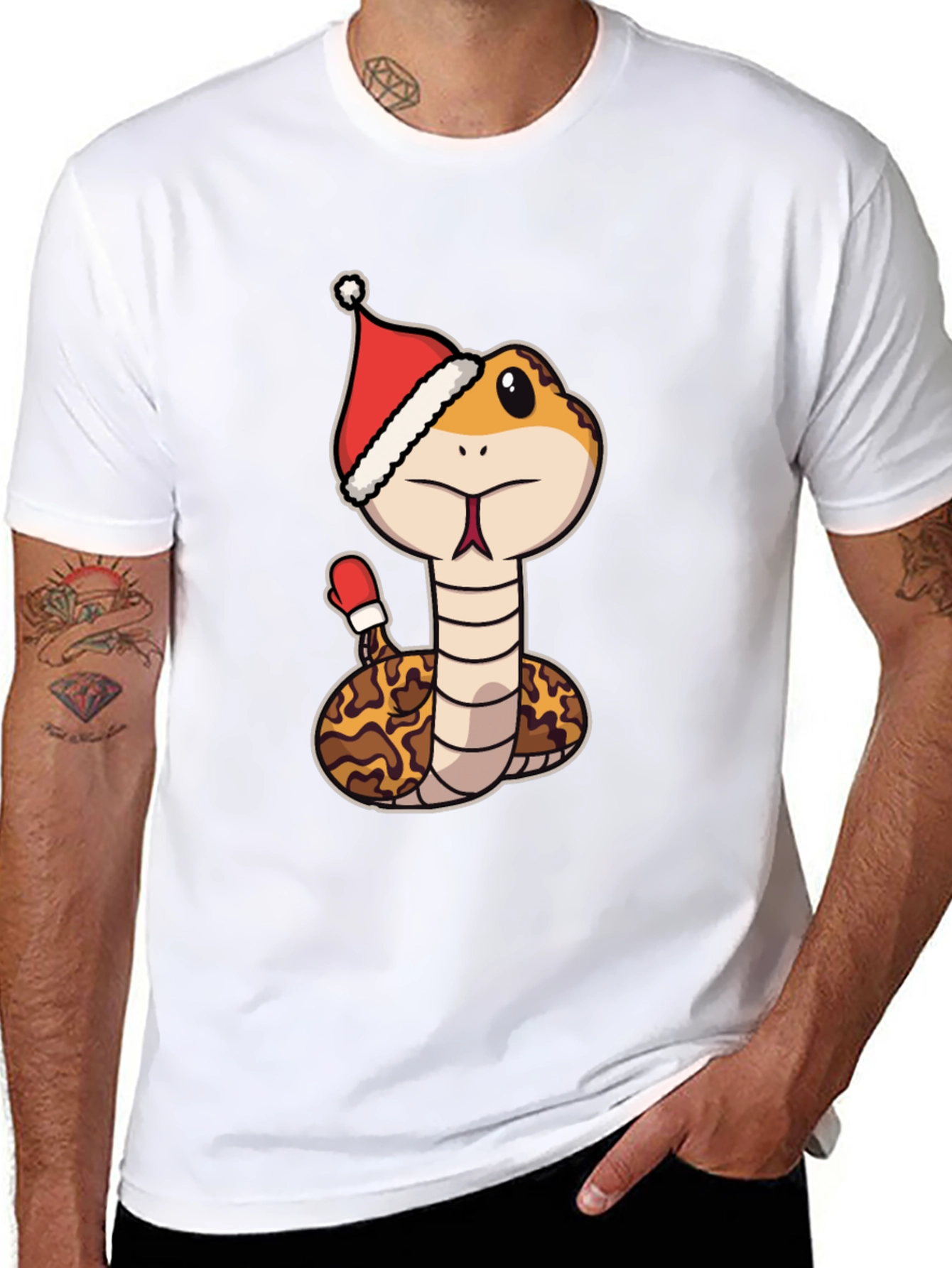 Festive Snake T-Shirt - Holiday Reptile Tee