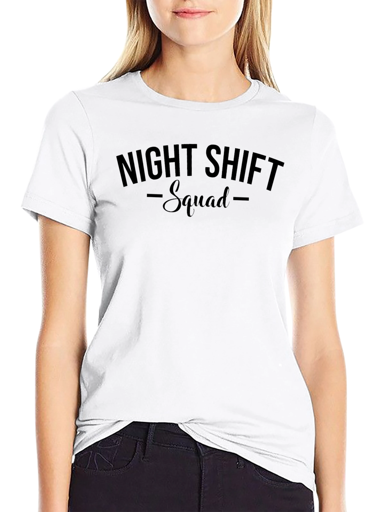 Night Shift Squad T-Shirt - Black Crew Neck Tee