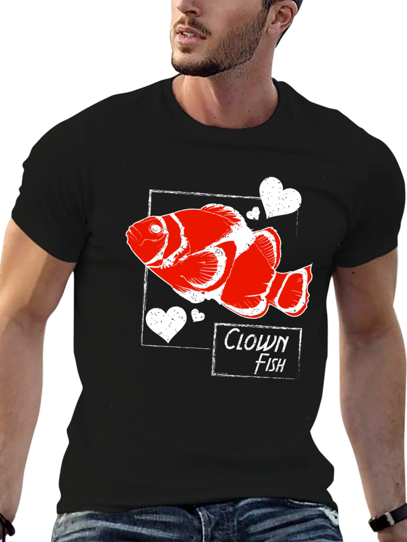 Clown Fish Graphic Tee -  Heart Fish Shirt