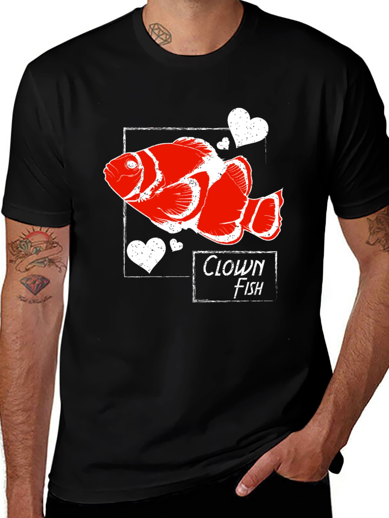 Clown Fish Graphic Tee -  Heart Fish Shirt