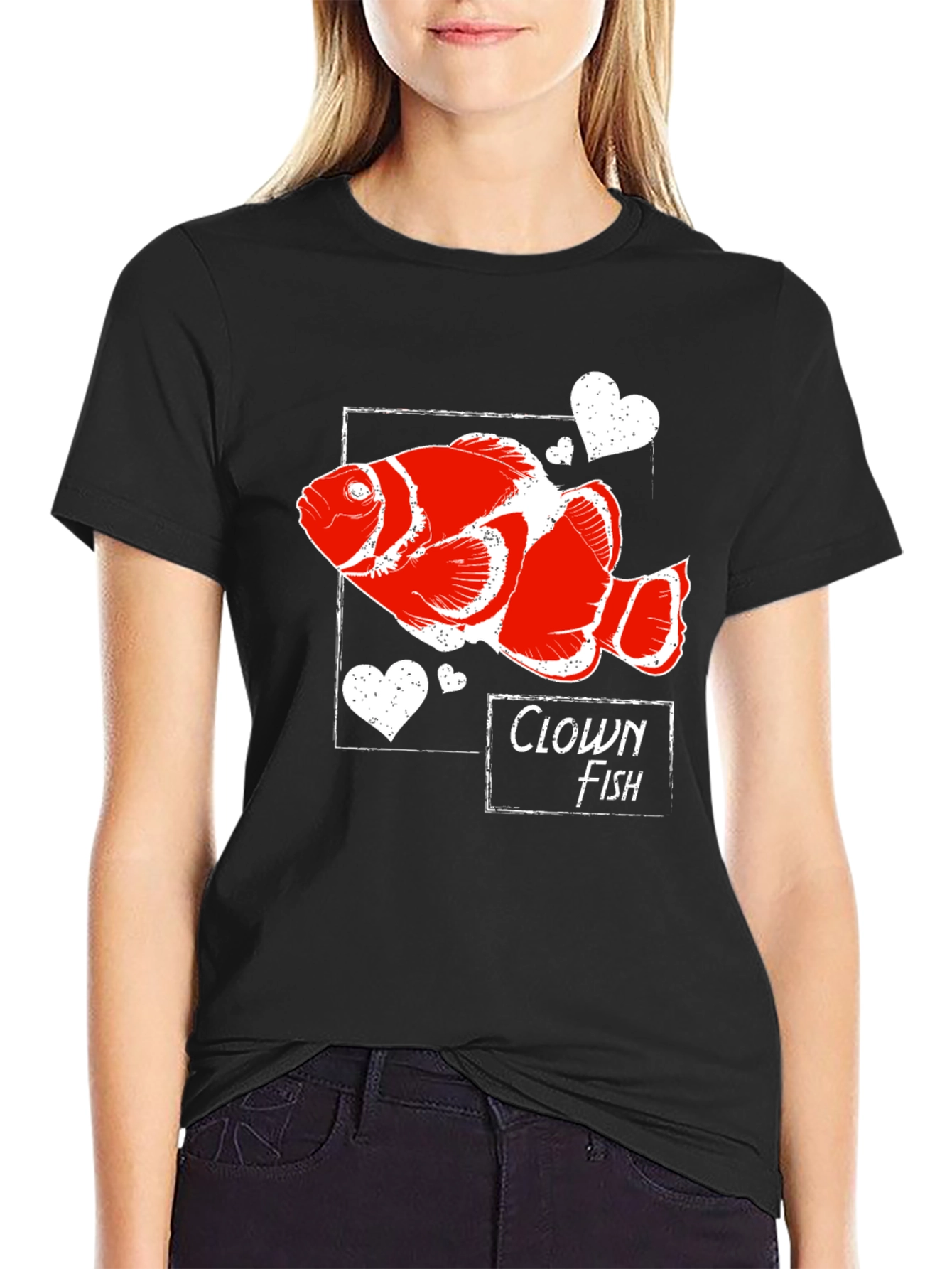 Clown Fish Graphic Tee -  Heart Fish Shirt