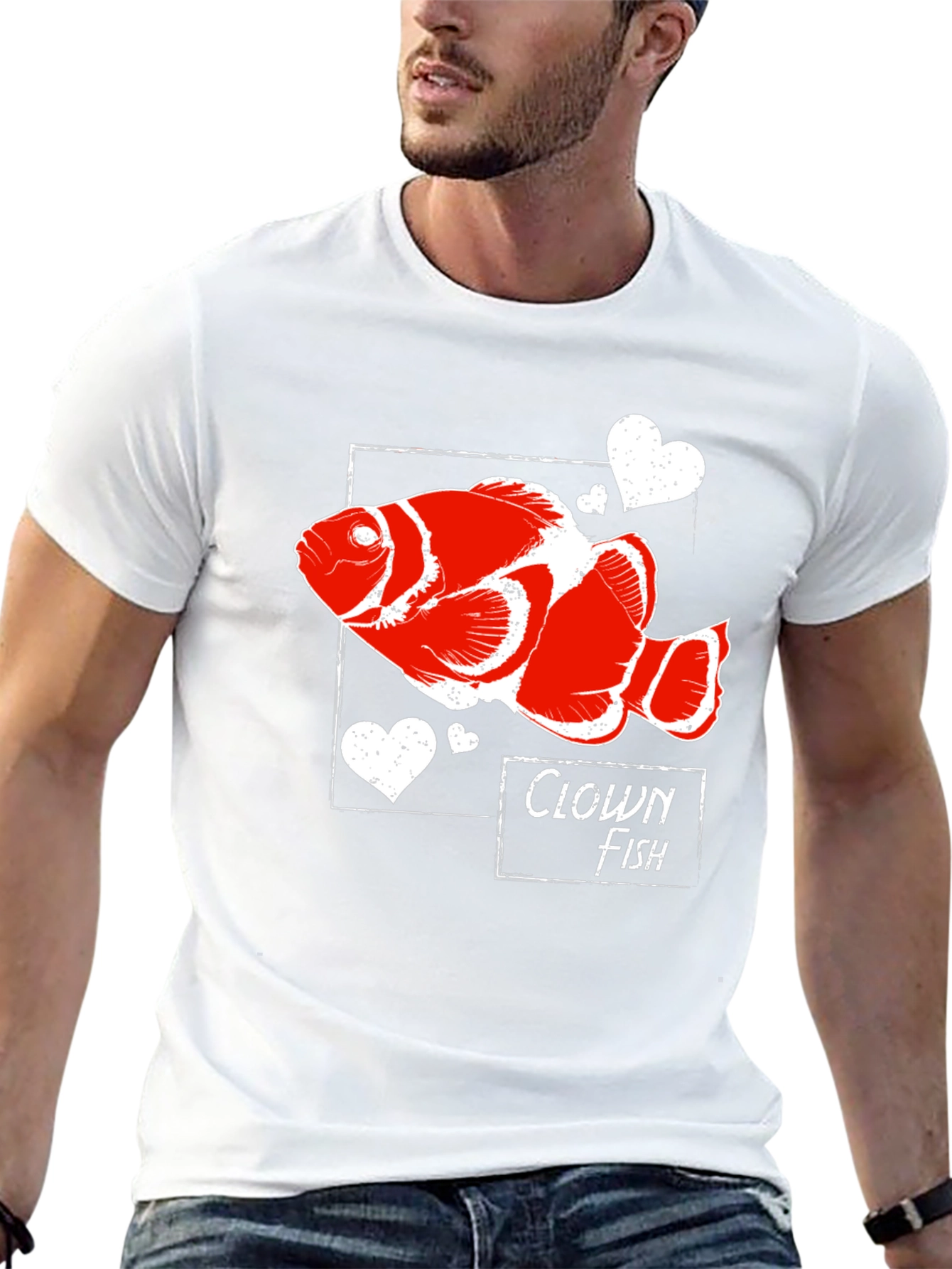 Clown Fish Graphic Tee -  Heart Fish Shirt