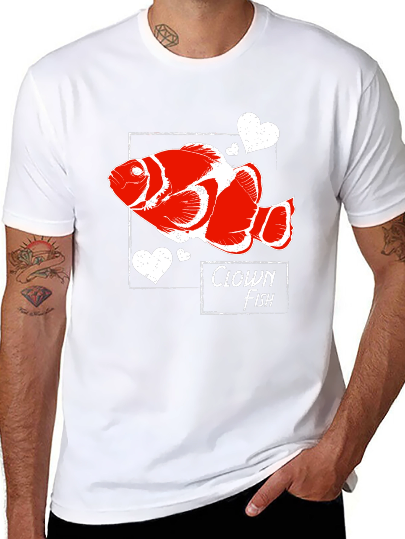 Clown Fish Graphic Tee -  Heart Fish Shirt