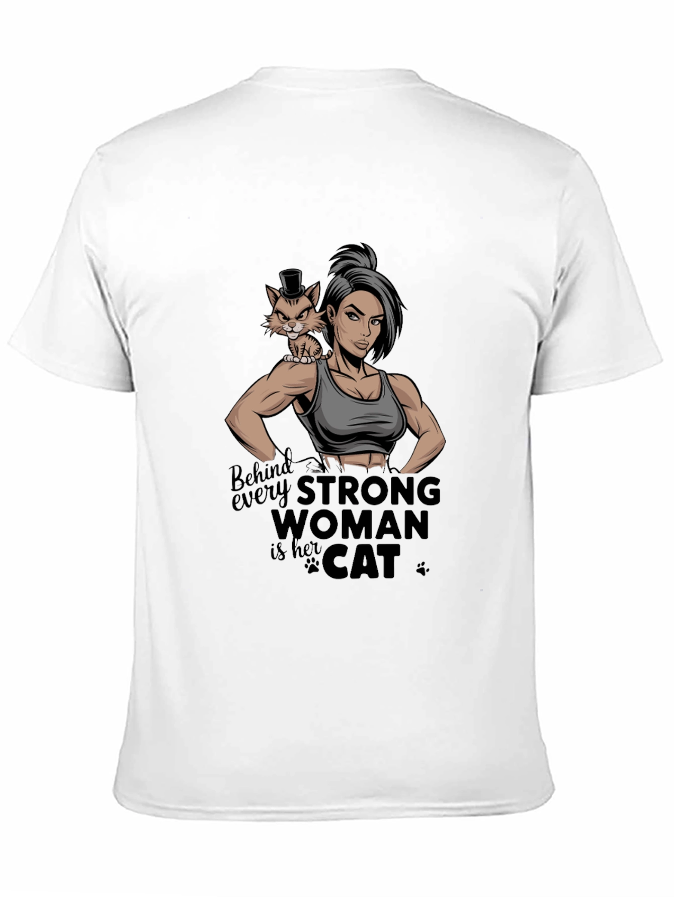 Strong Woman Cat Lover Graphic Tee