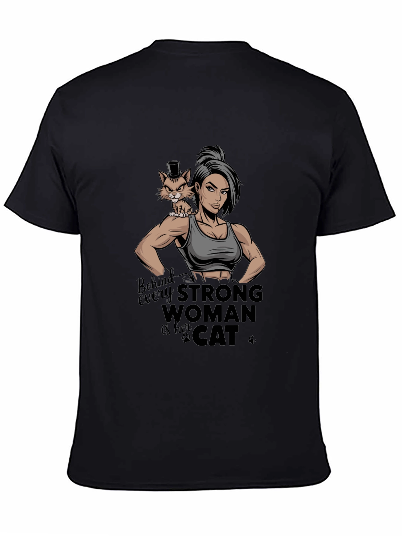 Strong Woman Cat Lover Graphic Tee