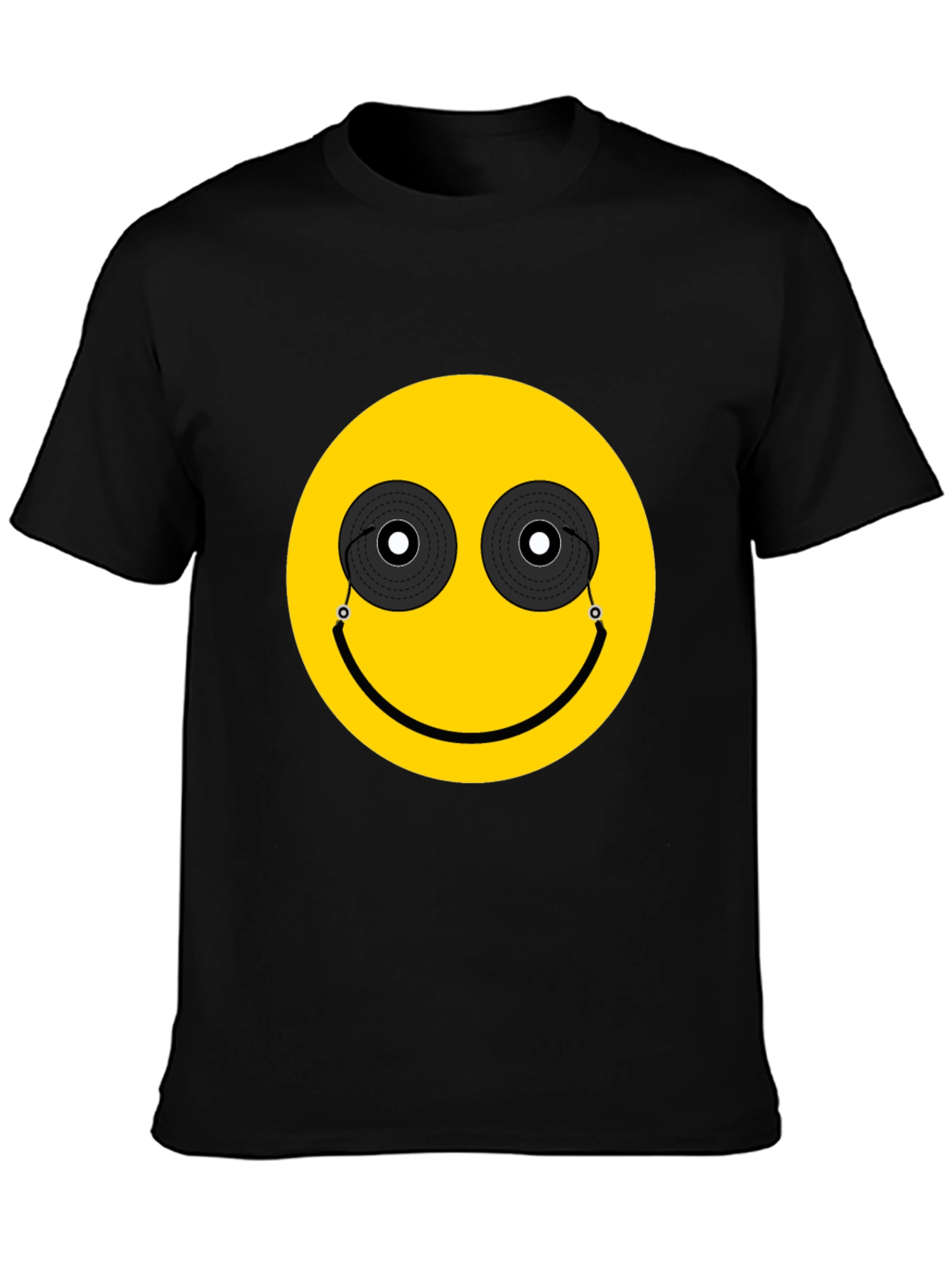 DJ Smiley Face Graphic Tee - Black