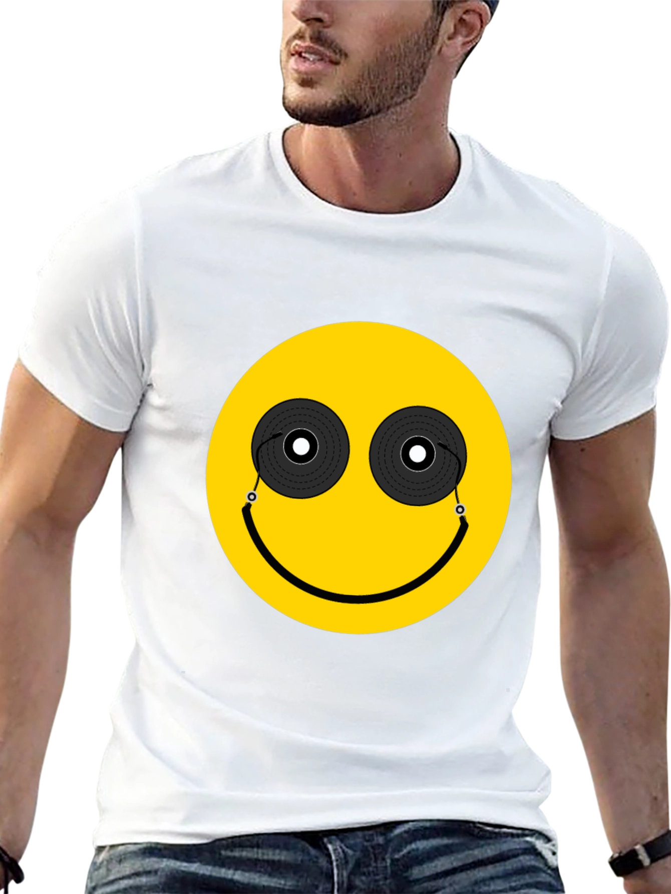 DJ Smiley Face Graphic Tee - Black