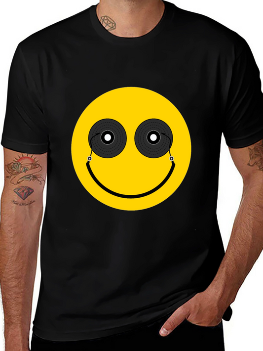 DJ Smiley Face Graphic Tee - Black