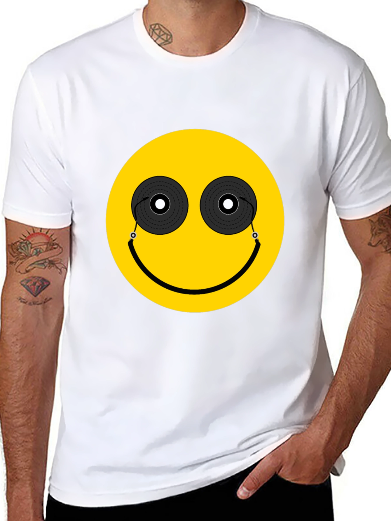 DJ Smiley Face Graphic Tee - Black