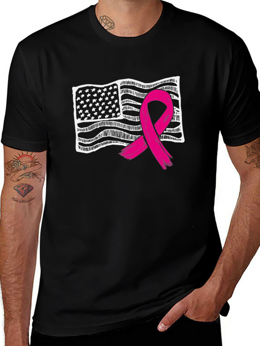 Breast Cancer Awareness American Flag T-Shirt