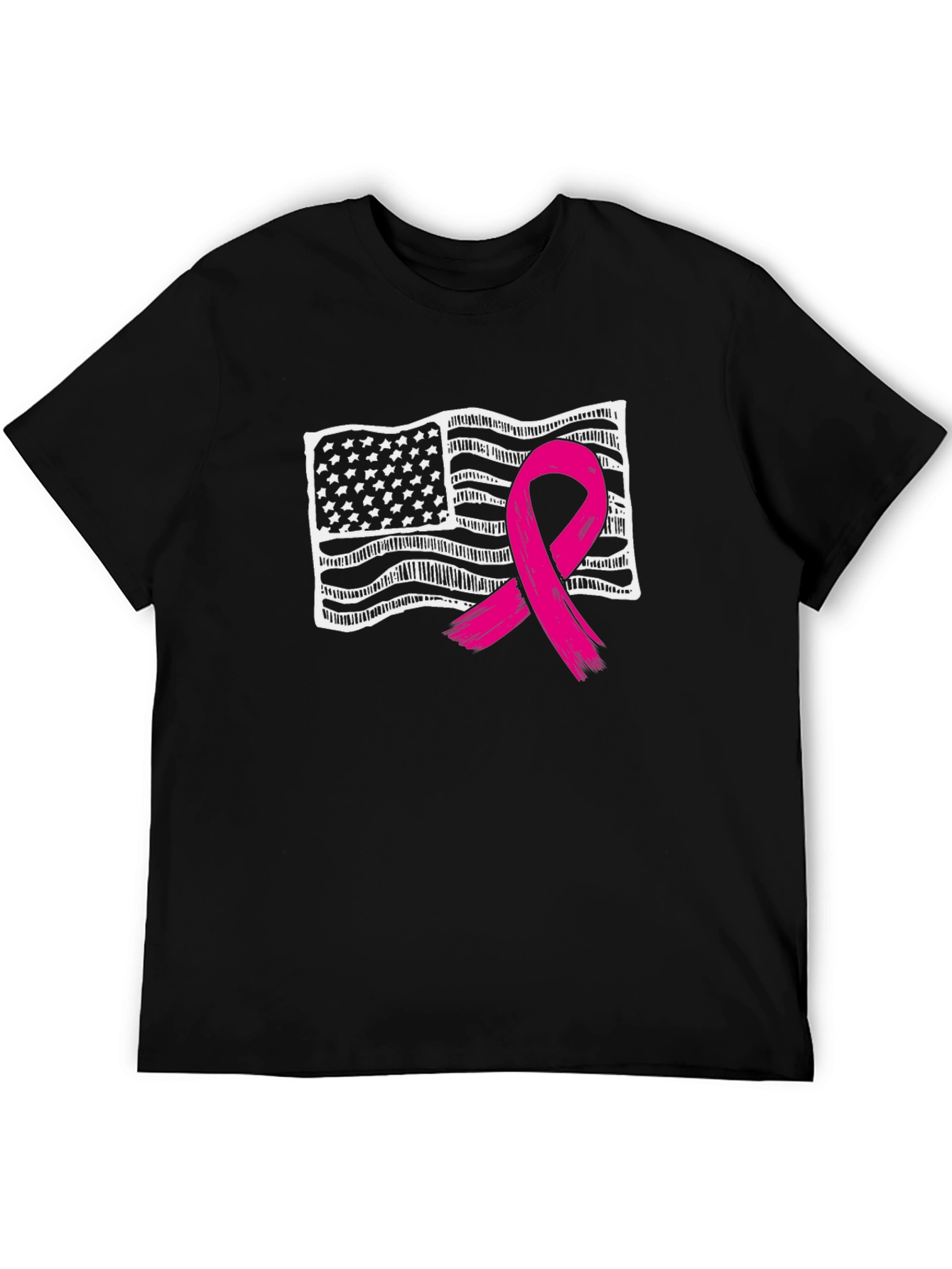 Breast Cancer Awareness American Flag T-Shirt