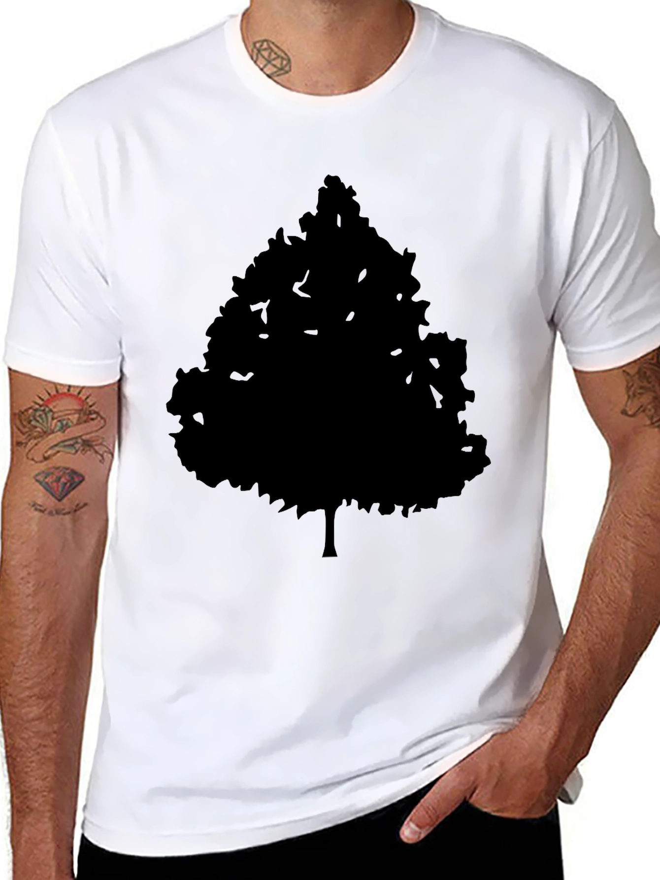 Mens Black Tree Graphic Tee - Nature Inspired Style