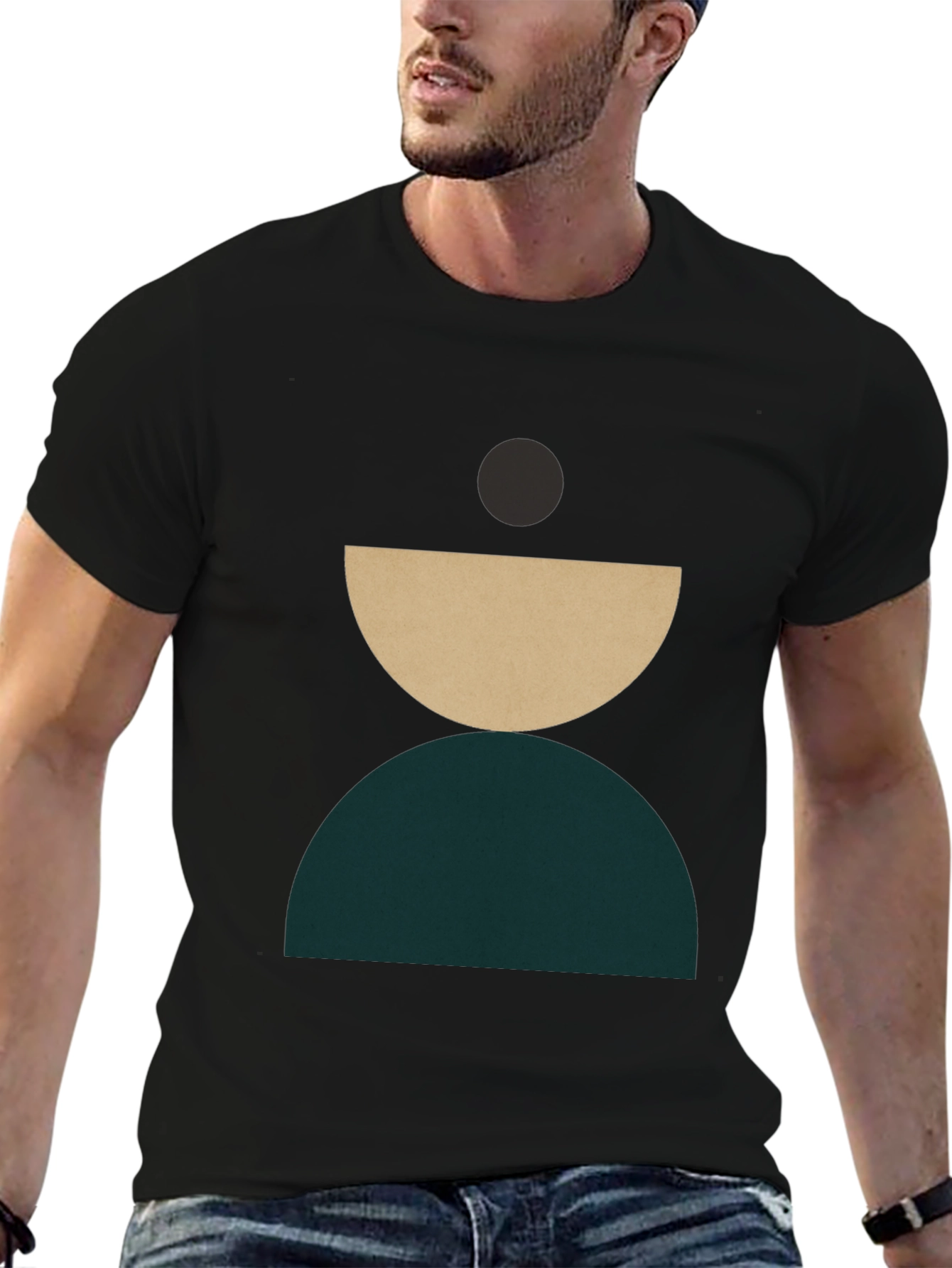Modern Geometric Graphic T-Shirt - Stylish Crew Neck Tee