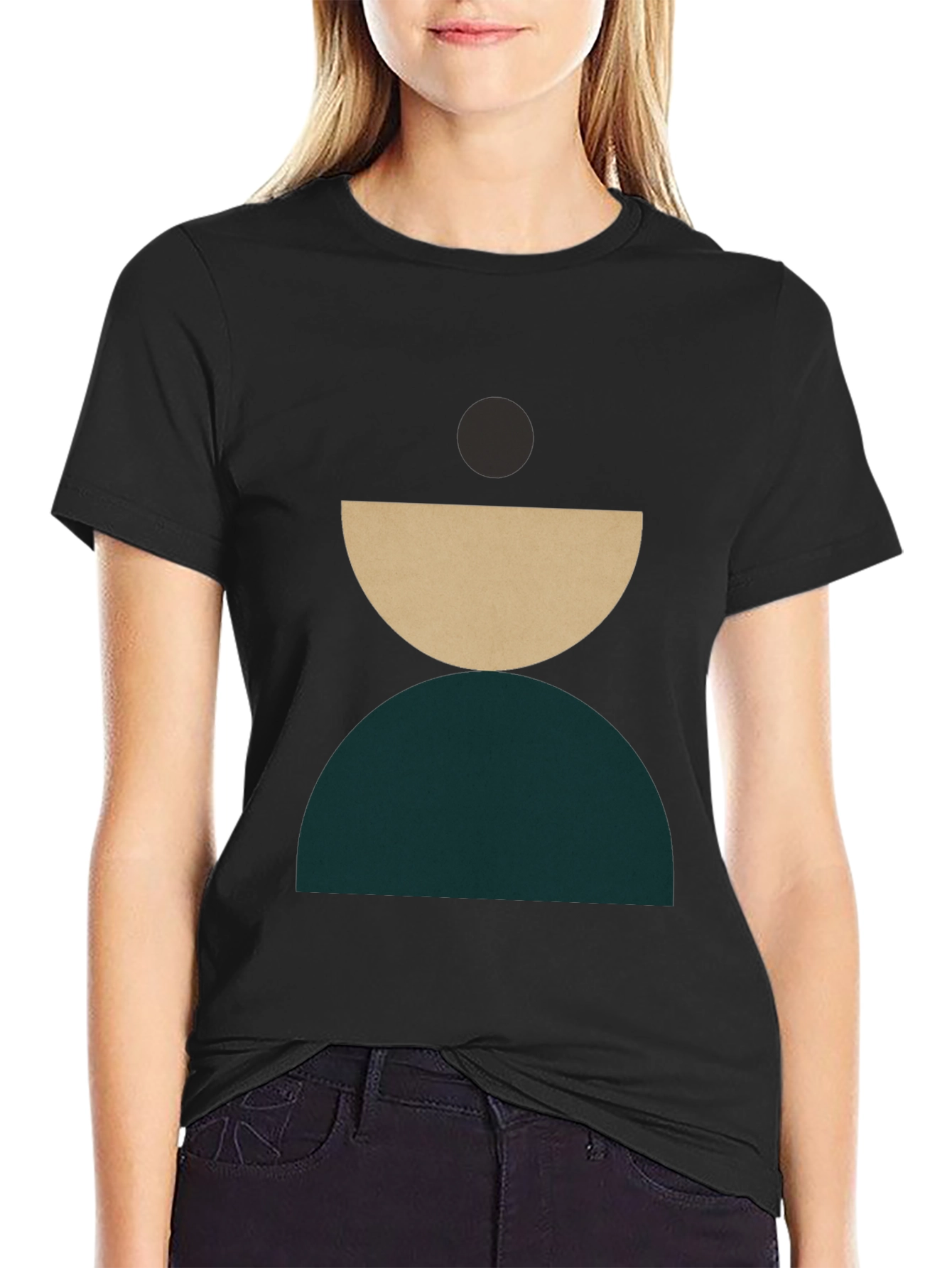 Modern Geometric Graphic T-Shirt - Stylish Crew Neck Tee