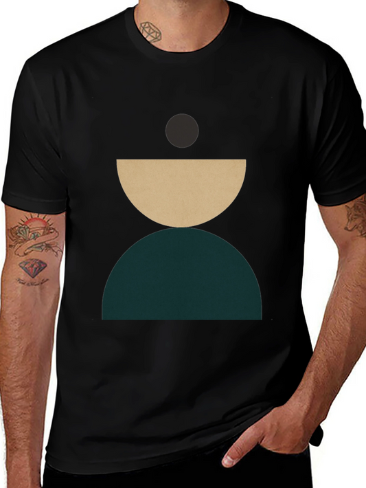 Modern Geometric Graphic T-Shirt - Stylish Crew Neck Tee