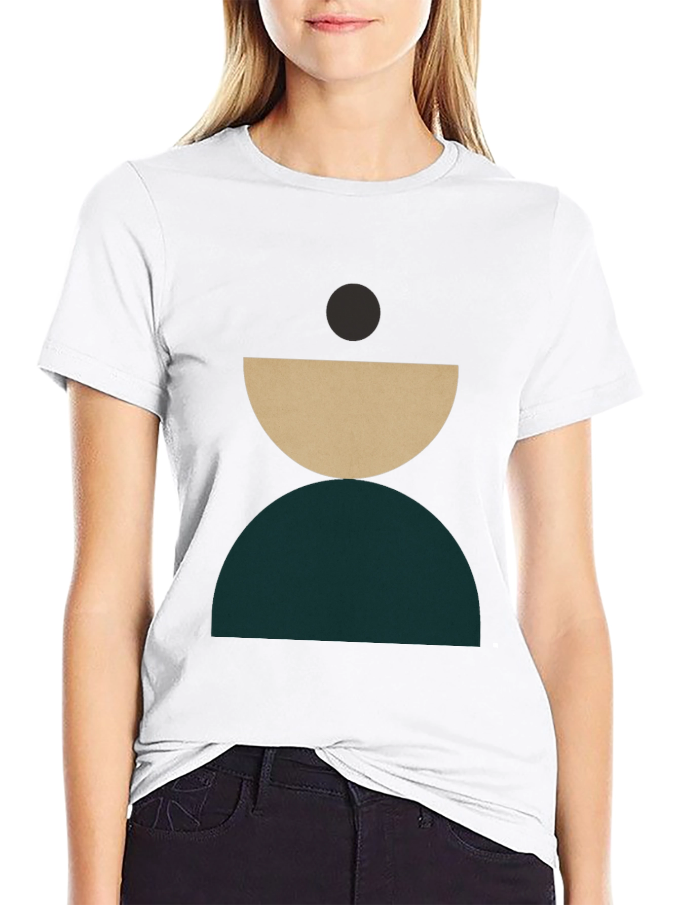 Modern Geometric Graphic T-Shirt - Stylish Crew Neck Tee