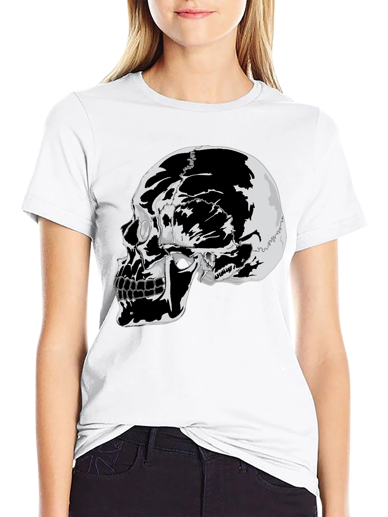 Skull Graphic Tee - Black Cotton T-Shirt